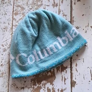Columbia Sportswear Teal Fair Isle/ Solid Reversible Winter Hat Sz S/M